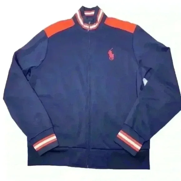 Polo Ralph Lauren Tracksuit Blue 2pc Set Mens Jacket XL Pants L - Picture 2 of 9